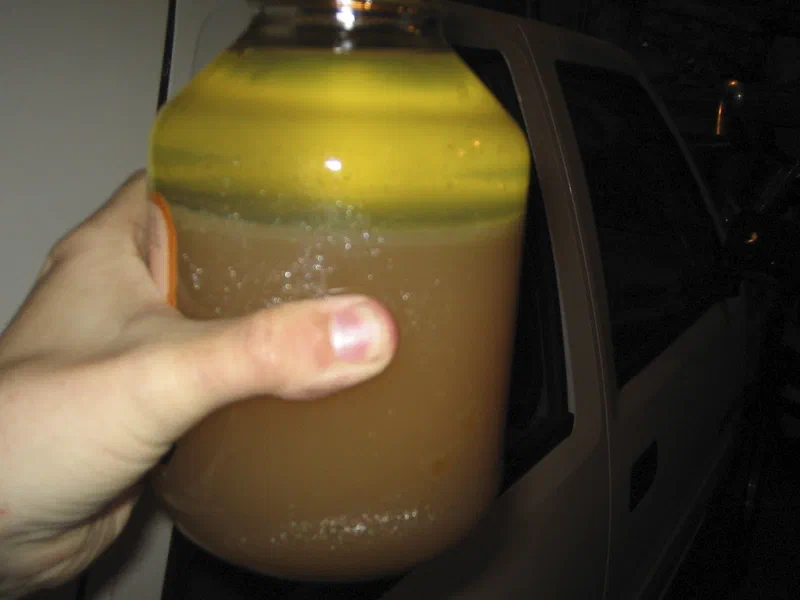 Gas drained from the tank. Not good.